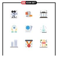 Flat Color Pack of 9 Universal Symbols of responsibility handle company caring learning Editable Vector Design Elements