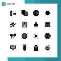 Universal Icon Symbols Group of 16 Modern Solid Glyphs of tool layout costume interface voodoo Editable Vector Design Elements