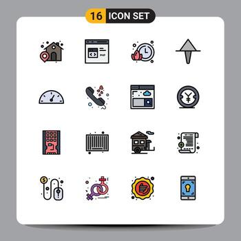 grupo de símbolos de iconos universales de 16 líneas llenas de colores planos modernos de indicador de llamadas tablero de loto elementos de diseño de vectores creativos editables en el hogar