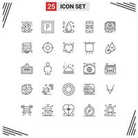 Line Pack of 25 Universal Symbols of data crime spa computer mobile application Editable Vector Design Elements