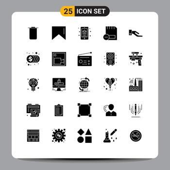 25 Solid Glyph concept for Websites Mobile and Apps share alms property remove devices Editable Vector Design Elements