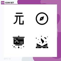 Modern Set of 4 Solid Glyphs and symbols such as currency book compass lesson magic Editable Vector Design Elements