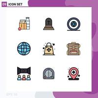 conjunto de 9 iconos de interfaz de usuario modernos símbolos signos para la venta educación país globo ubicación elementos de diseño vectorial editables vector