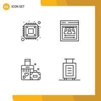 4 Universal Filledline Flat Colors Set for Web and Mobile Applications computer love storage web developers wedding Editable Vector Design Elements