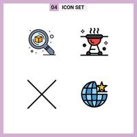 4 Filledline Flat Color concept for Websites Mobile and Apps design meat thinking bbq delete Editable Vector Design Elements