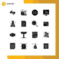 Universal Icon Symbols Group of 16 Modern Solid Glyphs of startup product scale development arrows right Editable Vector Design Elements