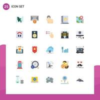 User Interface Pack of 25 Basic Flat Colors of destination location finger pin planner Editable Vector Design Elements