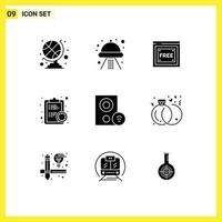 Mobile Interface Solid Glyph Set of 9 Pictograms of gadget computers internet estimate deadline Editable Vector Design Elements