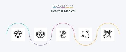 Health And Medical Line 5 Icon Pack Including lab. medical. bottle. lemon. food vector