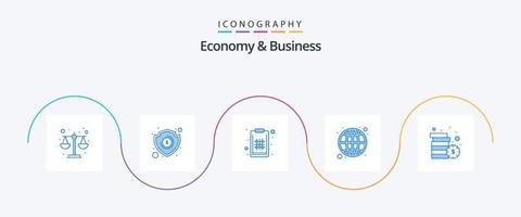 paquete de iconos azul 5 de economía y negocios que incluye monedas. economía mundial. administración. economía. bancario vector