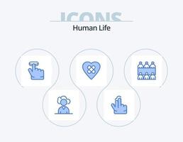 paquete de iconos azul humano 5 diseño de iconos. . mesa. dedo. reunión. parche vector