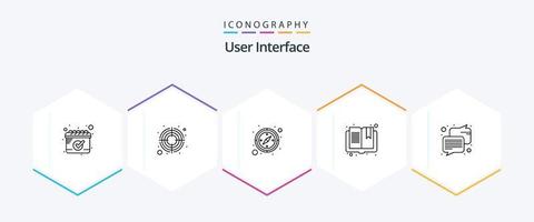 User Interface 25 Line icon pack including . communication. direction. chat. page vector