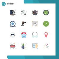 Set of 16 Modern UI Icons Symbols Signs for location globe game global tick Editable Pack of Creative Vector Design Elements