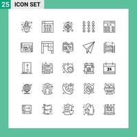 Set of 25 Modern UI Icons Symbols Signs for coding vegetables chinese meat grill Editable Vector Design Elements