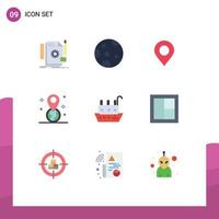 User Interface Pack of 9 Basic Flat Colors of marine pin map location geolocation Editable Vector Design Elements