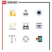 Universal Icon Symbols Group of 9 Modern Flat Colors of technology internet ancient party drink Editable Vector Design Elements