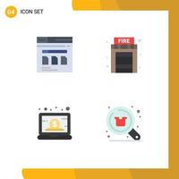 Pictogram Set of 4 Simple Flat Icons of page dollar website home management Editable Vector Design Elements