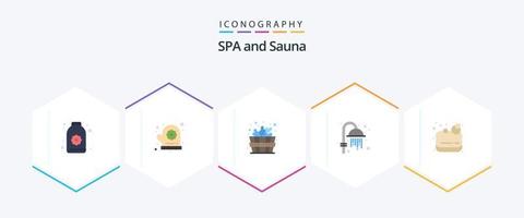 Sauna 25 Flat icon pack including . lotus. sauna. sauna. shower vector