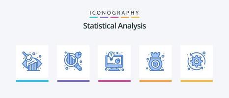 paquete de iconos azul 5 de análisis estadístico que incluye el sistema. flechas reporte de negocios. crecimiento. diagrama. diseño de iconos creativos vector