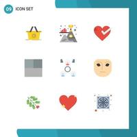 Universal Icon Symbols Group of 9 Modern Flat Colors of group company heart layout tick Editable Vector Design Elements