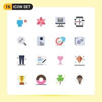 Set of 16 Modern UI Icons Symbols Signs for search development spring develop app Editable Pack of Creative Vector Design Elements