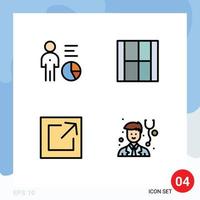 Group of 4 Filledline Flat Colors Signs and Symbols for chart layout management design link Editable Vector Design Elements