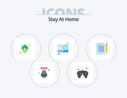 Stay At Home Flat Icon Pack 5 Icon Design. reading. book. solid. mask. relax vector