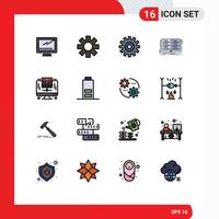 Set of 16 Modern UI Icons Symbols Signs for digital study gear lesson book Editable Creative Vector Design Elements