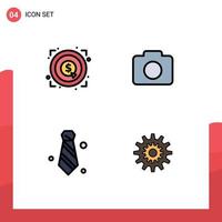 4 Creative Icons Modern Signs and Symbols of marketing necktie target image settings Editable Vector Design Elements