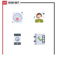 Pictogram Set of 4 Simple Flat Icons of diet phone medicine logistic web Editable Vector Design Elements