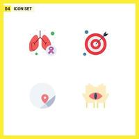 4 Thematic Vector Flat Icons and Editable Symbols of cancer map lungs cancer goal map Editable Vector Design Elements