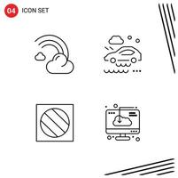 4 Line concept for Websites Mobile and Apps cloud full shadow line car photo Editable Vector Design Elements