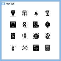 Pictogram Set of 16 Simple Solid Glyphs of oncology photo school food christian cross Editable Vector Design Elements