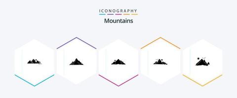 paquete de iconos de 25 glifos de montañas que incluye . . naturaleza. escena. Cerro vector