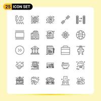 Modern Set of 25 Lines Pictograph of cash link world connection analytics Editable Vector Design Elements