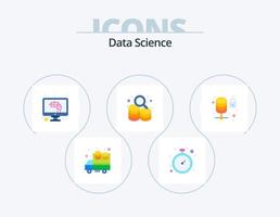 paquete de iconos planos de ciencia de datos 5 diseño de iconos. seguridad. datos. inteligencia artificial. buscar. manejar vector