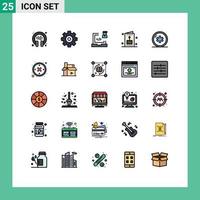 Universal Icon Symbols Group of 25 Modern Filled line Flat Colors of healthcare ambulance development party holiday Editable Vector Design Elements