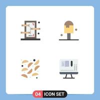 Editable Vector Line Pack of 4 Simple Flat Icons of box fried show ice cream monitor Editable Vector Design Elements