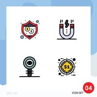 Modern Set of 4 Filledline Flat Colors and symbols such as protection chemical creative magnet laboratory Editable Vector Design Elements