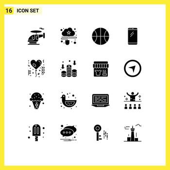 16 Solid Glyph concept for Websites Mobile and Apps balloon iphone basic android smart phone Editable Vector Design Elements