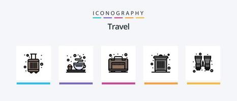 Travel Line Filled 5 Icon Pack Including room. butler. rural. bell. search. Creative Icons Design vector