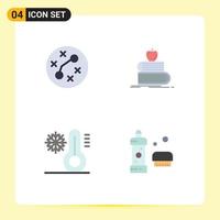 4 Universal Flat Icons Set for Web and Mobile Applications bacteria climate virus student snow Editable Vector Design Elements