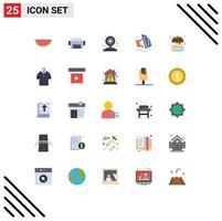 25 Thematic Vector Flat Colors and Editable Symbols of food cake webcam sport water Editable Vector Design Elements