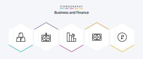 paquete de iconos de 25 líneas de finanzas que incluye negocios. Finanzas. bar. dinero. Finanzas vector