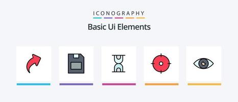 Basic Ui Elements Line Filled 5 Icon Pack Including sun. brightness. power. data. memory card. Creative Icons Design vector