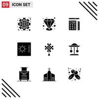 Solid Glyph Pack of 9 Universal Symbols of chinese chineseknot pen layout control Editable Vector Design Elements