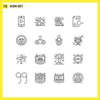 Group of 16 Modern Outlines Set for coin bangladesh search file develop Editable Vector Design Elements