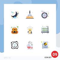 Group of 9 Flat Colors Signs and Symbols for game traveling data camp solar Editable Vector Design Elements