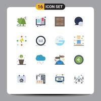 Pack of 16 Modern Flat Colors Signs and Symbols for Web Print Media such as increase messages reading conversation interior Editable Pack of Creative Vector Design Elements