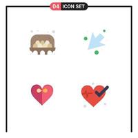 Group of 4 Flat Icons Signs and Symbols for agriculture ribbon food left heart Editable Vector Design Elements